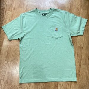 Carhartt Loose Fit Pocket T-Shirt M Green Logo Patch Workwear